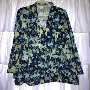 Ulla Popken Inspiration Multiple Blue Colors and Cream Jacket Size 32/34